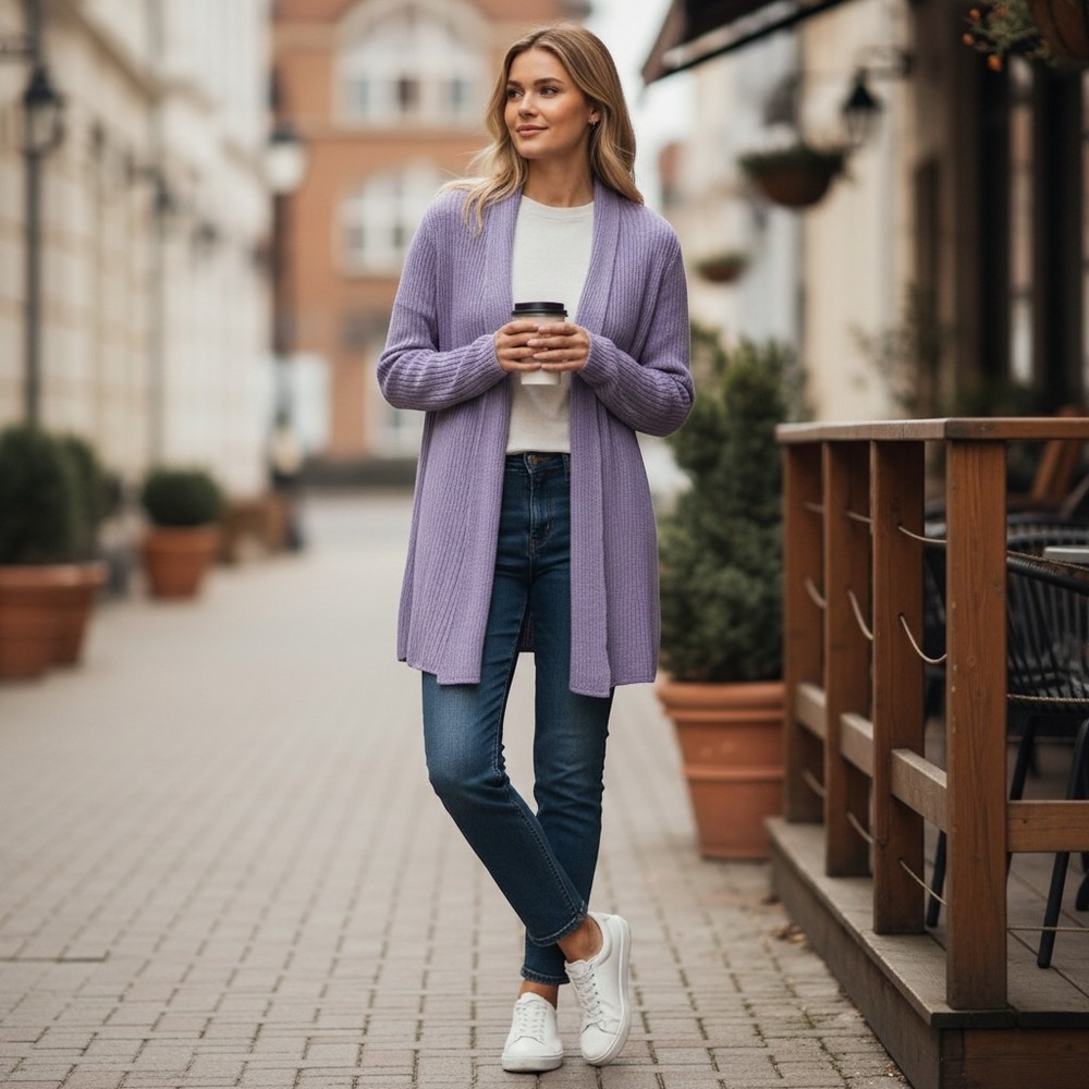 Coldwater Creek NEW Open Front Cardi Purple Women's Medium 10/12 Spring Easter